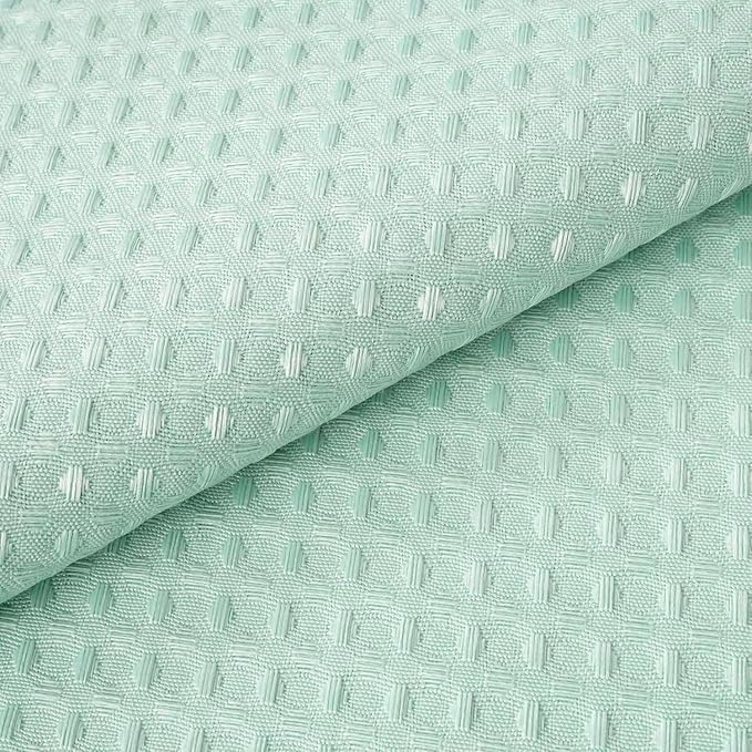 River Dream Heavyweight No Hooks Required Dotted Waffle Weave Shower Curtain with Snap in Liner - 71W x 74H,Hotel Grade,Spa Like Bath Curtain,Misty Blue