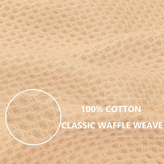 Homaxy 100% Cotton Waffle Weave Kitchen Dish Cloths, Ultra Soft Absorbent Quick Drying Dish Towels, 12 x 12 Inches, 8-Pack, Apricot