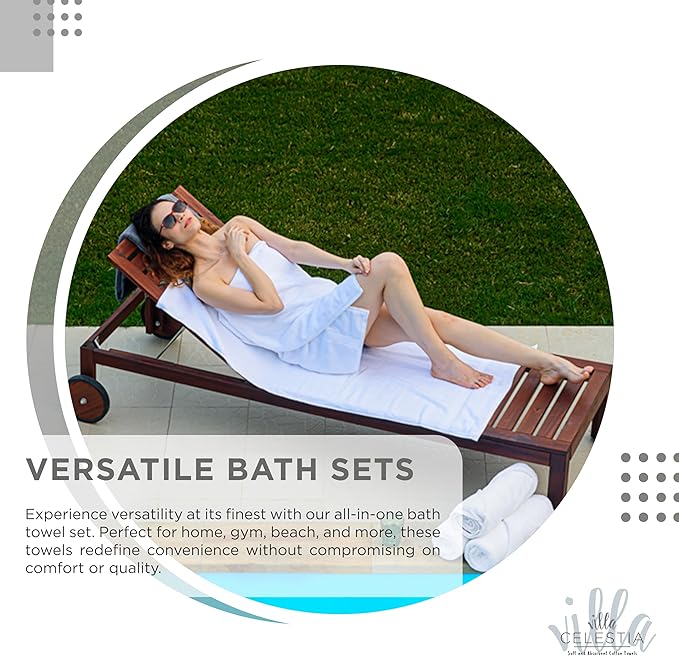 100% Cotton Bath Towel Set of 10-2 Bath Towels, 4 Hand Towels, 4 Wash Cloths, Sustainable, Soft, Highly Absorbent, Combed Cotton 10 Piece Set for Hotels, Spa, Bathroom, Dorm, Silver