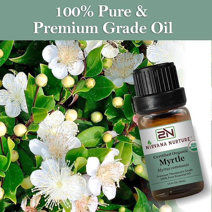 Myrtle Essential Oil USDA Certified Organic, 100% Pure Natural Premium Grade, Undiluted