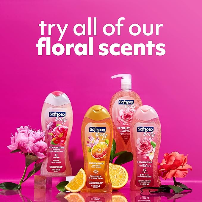 Softsoap Body Wash, Honeysuckle & Orange Burst Body Wash, 20 Ounce, 4 Pack