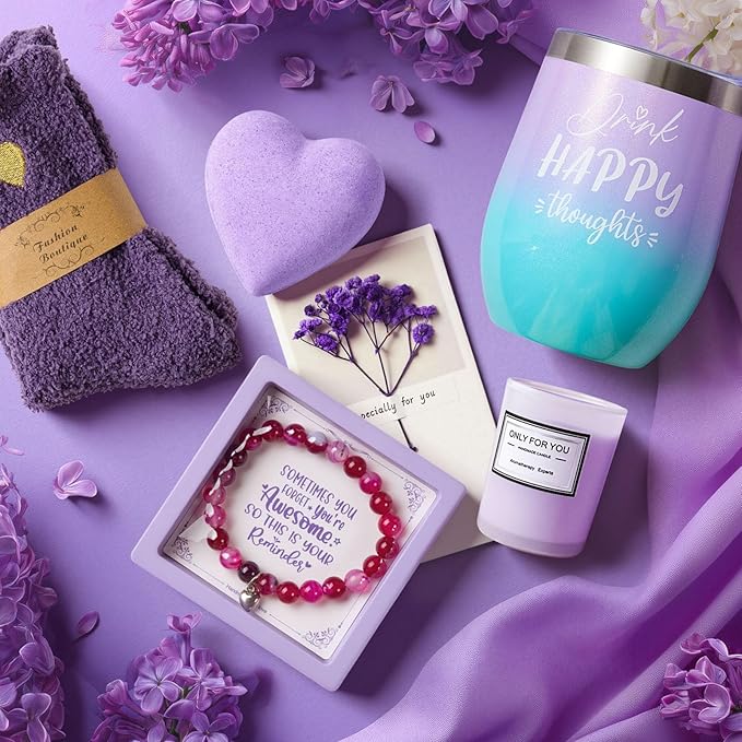 Christmas Gifts for Women Mom Daughter Her Wife Girlfriend Best Friend - Unique Birthday Valentines Mothers Day Gifts - Lavender Self Care Get Well Soon Gifts, Spa Gift Baskets w/Blanket Care Package