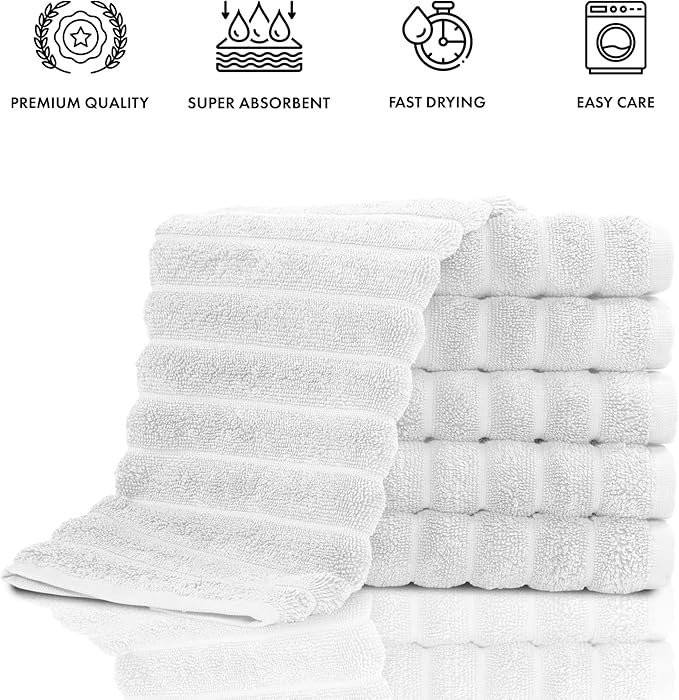 Classic Turkish Towels CTT Luxurious 100% Turkish Cotton Washcloths 6 Pack, Highly Absorbent & Quick Dry, Face Towels Wash Cloths for Hotel, Spa & Gym | 13"x13" (Platinum)