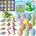 Bath Bombs with Surprise Dinosaur Toys Inside, 12 Pack Organic and Natural Bubble Bath Bombs, Stocking Stuffers for Kids, Bath Bomb Set for Her/Him,Mothers Day Presents for Mom