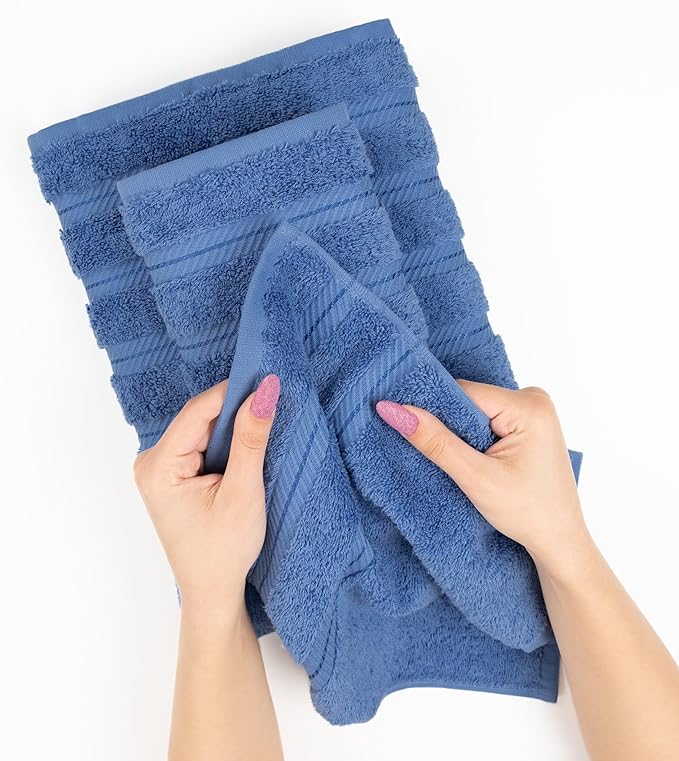 American Soft Linen Luxury Hand Towels for Bathroom, 600 GSM 100% Cotton Turkish 4 Piece Hand Towel Set, 600 GSM Hand Face Towels for Kitchen, Electric Blue Hand Towels