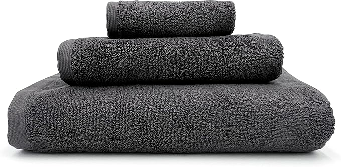 Lincoln & Palm 3 Piece Turkish Towels Set, Thick, Soft, Plush 700 GSM Spa & Hotel Quality, Silver Infused SILVERbac | Bath 58x30, Hand 30x16, Face Wash Cloth 13x13 (3 Piece Towel Set, Charcoal)