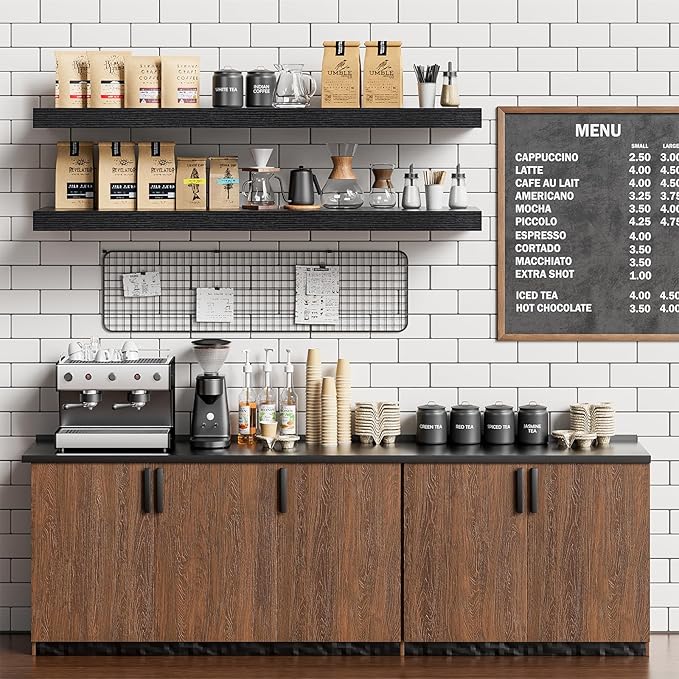 Heimlove 40 Inches Floating Shelves for Wall,9.3" Deep Black Long Floating Shelves Set of 2,Large Display & Storage Shelf,Wall Shelf for Bathroom Bedroom Living Room Kitchen Office
