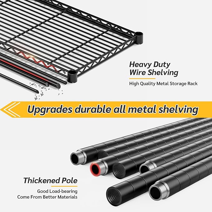 REIBII 75''H Storage Shelves Metal Shelving Unit, 6 Tier Wire Shelving for Pantry Shelves Adjustable 1200LBS Garage Shelving Heavy Duty Storage Rack for Kitchen Garage, 35.4''W*75''H*15.7" D, 2PCS