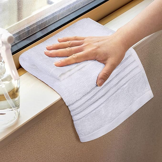 Utopia Towels 12 Pack Premium Wash Cloths Set, 12 by 12 Inches, 100% Cotton Ring Spun, Highly Absorbent and Soft Feel Washcloths for Bathroom, Spa, Gym, and Face, White