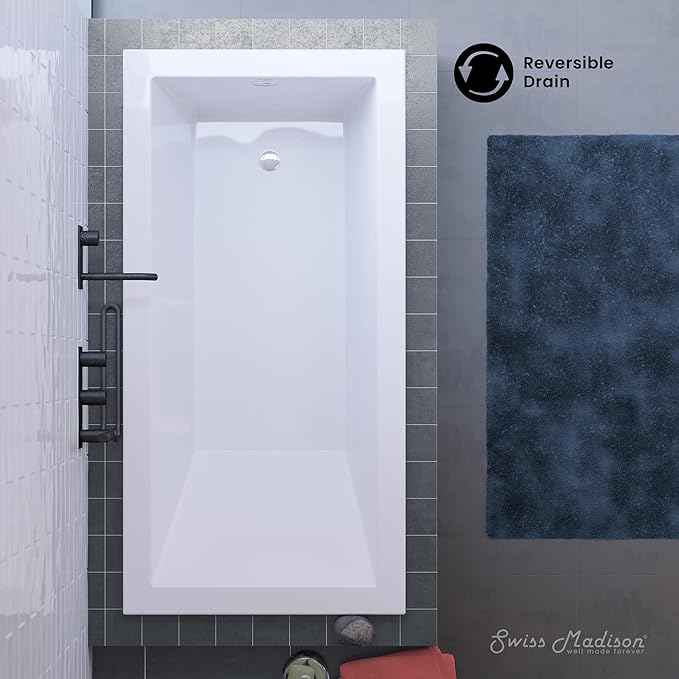 Swiss Madison Voltaire 54" x 30" Reversible Drain Drop-In Bathtub