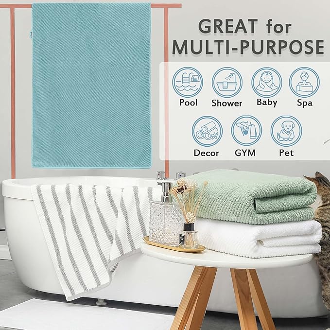 VOOVA & MOVAS Hunter Green Bath Towels, Bath Towels Set of 4, Large 30" x 56" - 100% Cotton | Quick Dry | Thick | Soft | Absorbent, Light Weight Shower Towels, Luxury Towel Gift Set