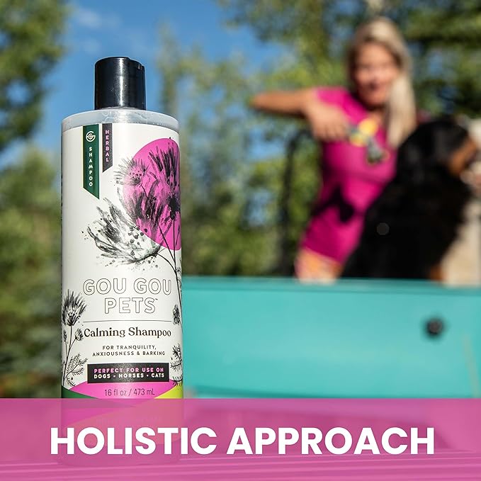 Holistic Natural Derived Calming Pet Shampoo for Anxiety: Veterinarian Recommended: Providing Stress Relief for Dogs, Cats and Horses - Made in USA - 16 oz