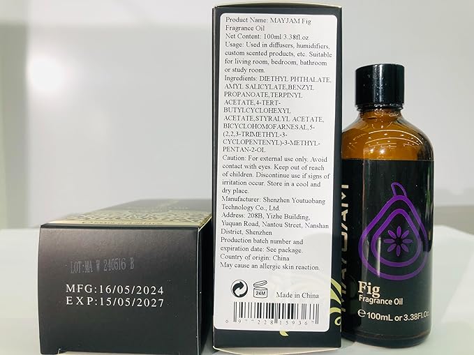 MAYJAM 100ML/3.38FL.OZ Fig Fragrance Oils with Glass Dropper, Essential Oils for Diffusers for Home, Long Lasting Scented Oils for Diffusers Soap Candle Making