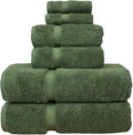 Luxury Hotel & Spa Quality, Quick Dry 100% Turkish Cotton, 700 GSM, Eco Friendly Towel, Bathroom and Kitchen Dobby Border Towels, 2-Bath Towel, 2-Hand Towel, 2-Washcloth (Bundle Set of 6, Moss)