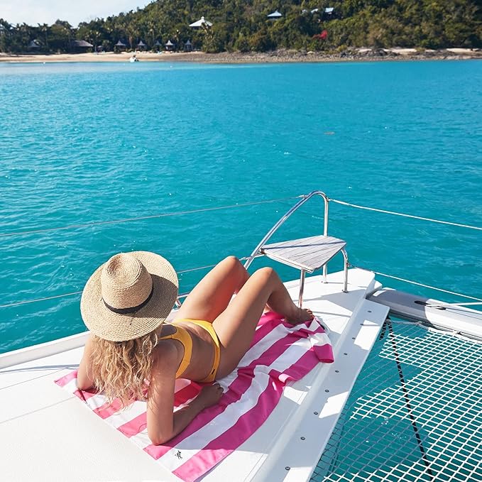 Dock & Bay Beach Towel - Quick Dry, Sand Free - Compact, Lightweight - 100% Recycled - Includes Bag - Cabana - Phi Phi Pink - Large (160x90cm, 63x35)