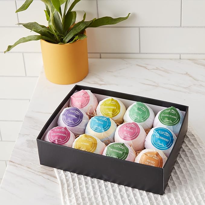 Bath Bombs Gift Set, XXL 4.2oz 12Pcs. All Natural Handmade Bathbombs With Organic Essential oils, Moisturizing Shea Butter/ Bath Salts for Relaxation/ Stress Relief .Great for any Occasions