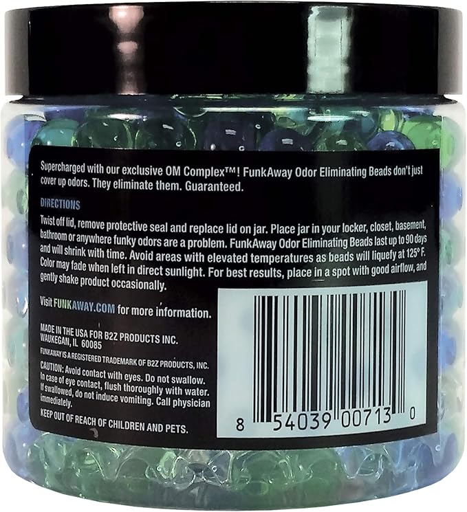FunkAway Odor Eliminating Beads, 12 oz., 6 Pack, Supercharged Odor Absorbing Beads for the House, Car or Gym, Eliminate Smoke, Pet and Bathroom Odors for Long-Lasting Results