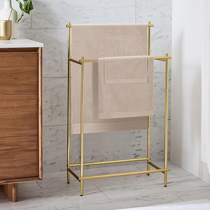 Ultra Soft 3 Pack Cotton Towel Set, Contains a Bath Towels 28x55 inch, a Hand Towels 16x24 inch & a Wash Coths 12x12 inch, Ideal Everyday use, Compact & Lightweight - Tan