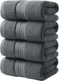 REDKISS 100% Cotton Bath Towels Set of 4, Extra Large Bath Sheets 27 X 59 Inches, 600 GSM, Quick Dry, Ultra Soft & Super Absorbent Bathroom Towel Sets for Bathroom, Gym, Spa, Pool & Hotel, Dark Grey