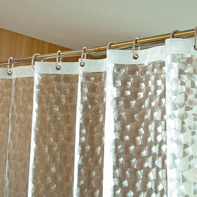NTBAY EVA Clear Shower Curtain with Water Cube, Water-Repellent Liner with 3 Magnets for Bathroom, 72x72 Inches