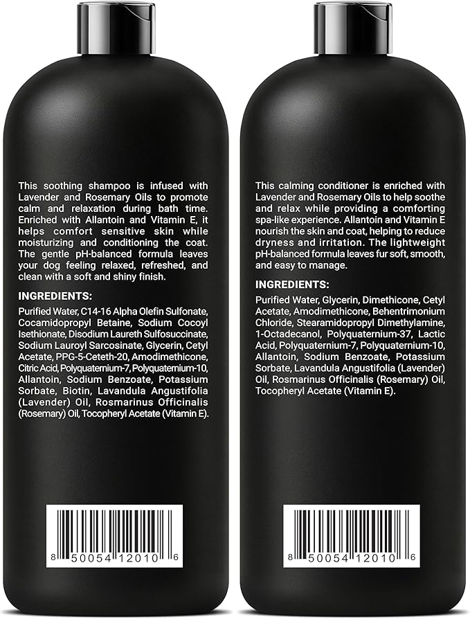 ALFIE'S CHOICE Calm & Comfort Dog Shampoo & Conditioner Set | 16 fl oz Each | with Lavender, Rosemary & Vitamin E | Calming Dog Wash for Itchy Skin, Dry Coat, Odor & All Breeds