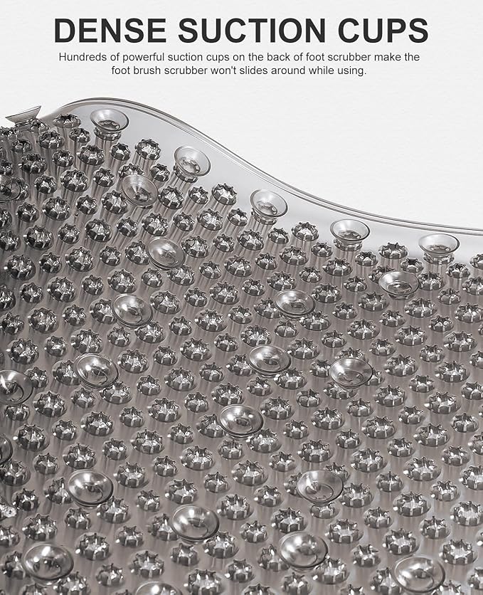 OTHWAY Non Slip Grassy Bathtub Mat : 25.6X13.4 inches Sturdy But Soft Bath Mat_Quick Drain Shower Floor Mat with Soft Bristles for Scrubbing Feet (Dark Grey)