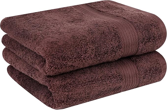 Ample Decor Hand Towel for Bathroom 18 X 28 Inch 600 GSM 100% Cotton, Soft Absorbent - 2 Pcs Brown