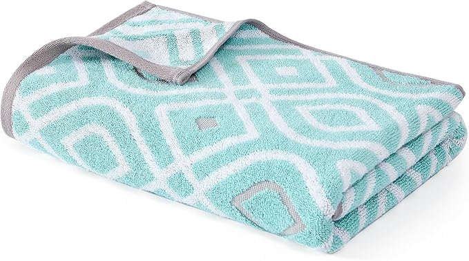 Modern Threads Oxford 6-Piece 100% Cotton Towel Set – Yarn Dyed Jacquard & Solid – Includes 2 Bath Towels, 2 Hand Towels, 2 Washcloths – Absorbent, Quick Dry, Soft & Durable – Aqua