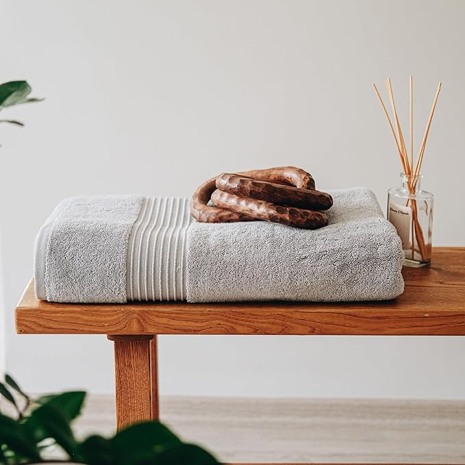 Milara Luxurious Extra Large Bath Sheet - 700 GSM Super-Plush Turkish Cotton Towel, 35x70 inches, Spa Quality Thick - Silver Gray