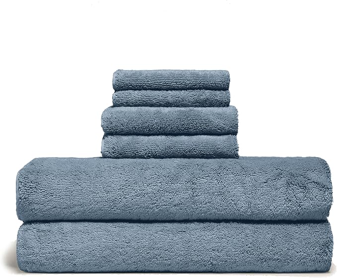 Italic Ultraplush Luxe 6 Piece Towel Set – 2 Bath Sheets, 2 Hand Towels, 2 Washcloths – 800GSM Soft, Highly Absorbent & Quick Drying, Resort Grade 100% Australian Cotton Towels (Glacier)