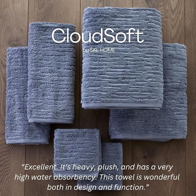 SKL Home CloudSoft Cotton Luxury 4-Piece Washcloth Set, Smoke Blue