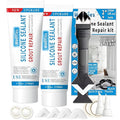 8Oz Black Waterproof Caulk & Seal Silicone Sealant, Wadities Tile Grout Repair Kit with Grout Remove Scraper, Shrink & Crack Proof for Bathroom, Shower, Kitchen, Floor (4Oz, Pack of 2)