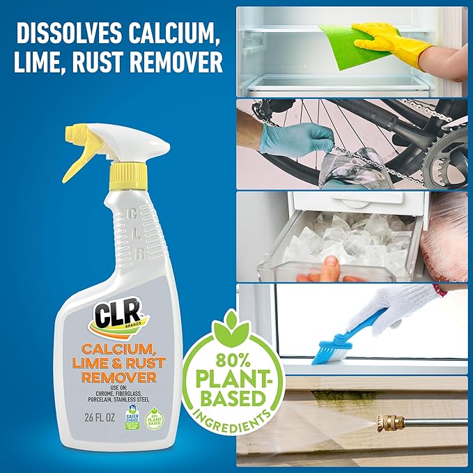CLR Brands Calcium, Lime & Rust Remover, 26 oz. Spray Bottle, 2 Pack, Blasts Calcium, Dissolves Lime Deposits, Zaps Stubborn Rust Stains and Hard Water Deposits