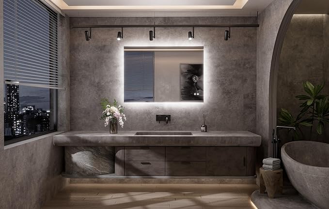 TETOTE 40 x 28 Inch LED Mirror Backlit Bathroom,Anti-Fog Mirror with Light,Dimmable,CRI90+,IP54 Water Proof,Wall Mounted Vanity Lighted,Horizontal/Vertical