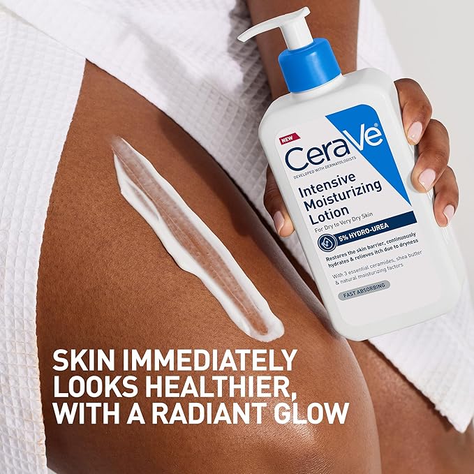 CeraVe Intensive Moisturizing Lotion, Hydro-Urea + Shea Butter, Body Lotion For Dry Skin, Relieves Signs Of Extra Dry Skin, Non Greasy Hydrating Cream For Rough, Tight, Red & Itchy Skin, 8oz