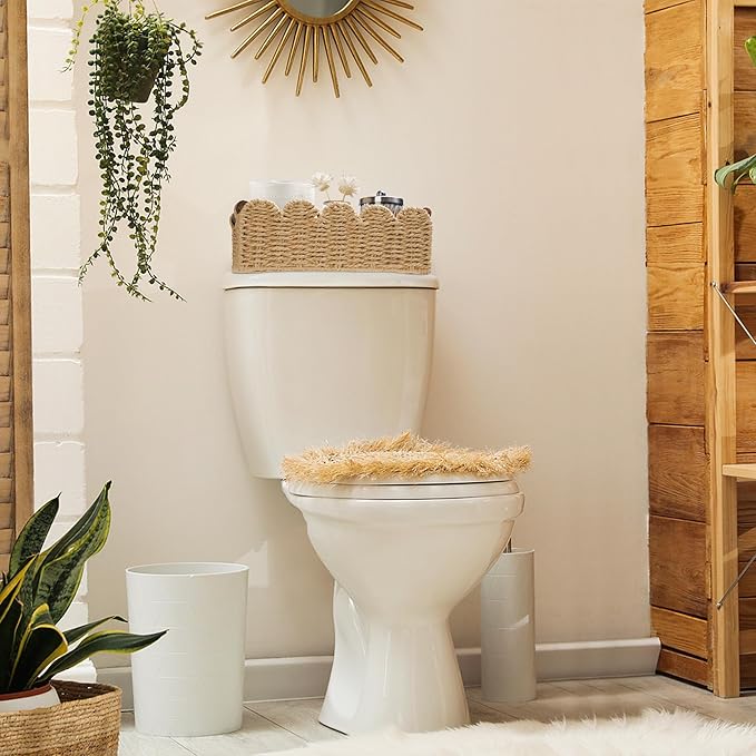 Storage Basket Wicker Baskets for Organizing Toilet Paper Storage Basket for Toilet Tank Top,Beige
