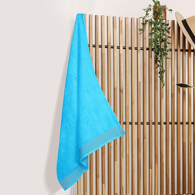 Belizzi Home Cotton 2 Pack Oversized Bath Sheet 35 x 70, Large Bath Sheet, Ultra Absorbent, Compact, Eco-Friendly and 100% Recyclable, Quick Drying and Lightweight Towel - Turquoise Blue