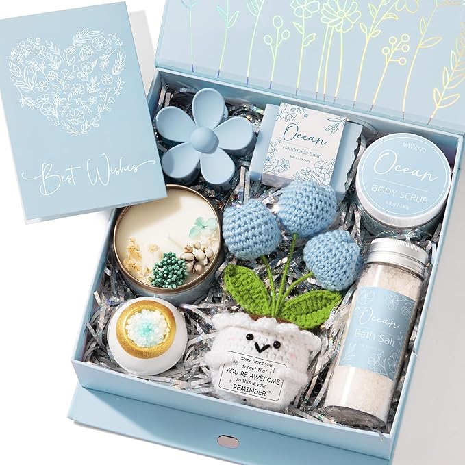 Spa Gifts for Women Bath Gift Set, Ocean Relaxing Spa Gift Baskets Home Bath Set Self Care Kit Care Package Thank You Christmas Birthday Gifts for Women Mom Her Friends Sister Teen Girls Wife Grandma