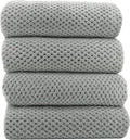 YTYC Towels,29x59 Inches Extra Large Bath Towels for Bathroom Super Soft Quick Dry Light Weight Waffle Microfiber Shower Towels 80% Polyester 20% Nylon (Grey,4 Piece)