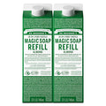 Dr. Bronner's Magic Soap Pure-Castile Liquid Soap Refill - Made with Regenerative Organic Certified Oils - 18-in-1 Uses for Face, Body Wash, Hand Soap Refill, Vegan Bath Soaps- Almond, 2-Pack, 32oz