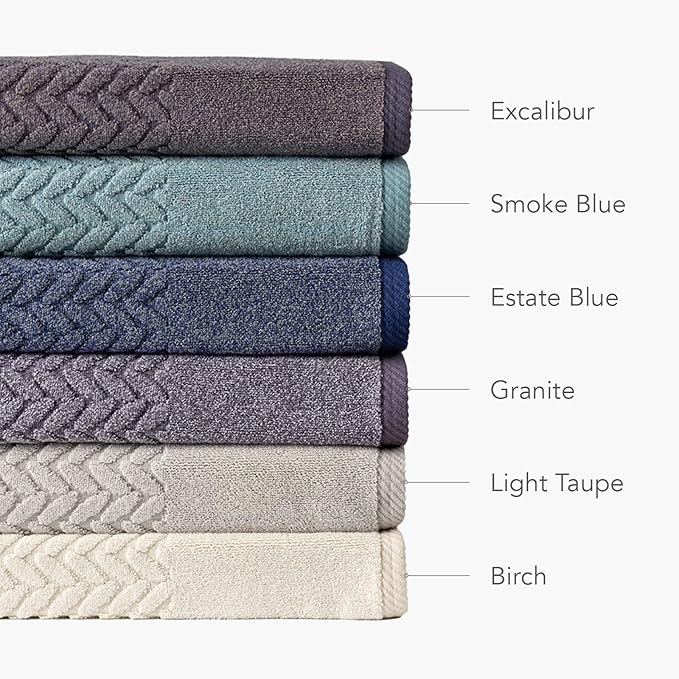 Texere 100% Organic Cotton Jacquard 650 GSM Premium Bath Towel Sets - Extra Absorbent Quick Dry and Plush (Cable, Light Taupe, 4 Bath Towels)