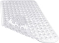 Yimobra Bathtub Mat Non Slip, Super Strong Suction Cups, 27.5"x15.5" Long Shower Mat with Drain Holes, Machine Washable Fast Draining Bath Mats, Bathroom Essentials,Clear