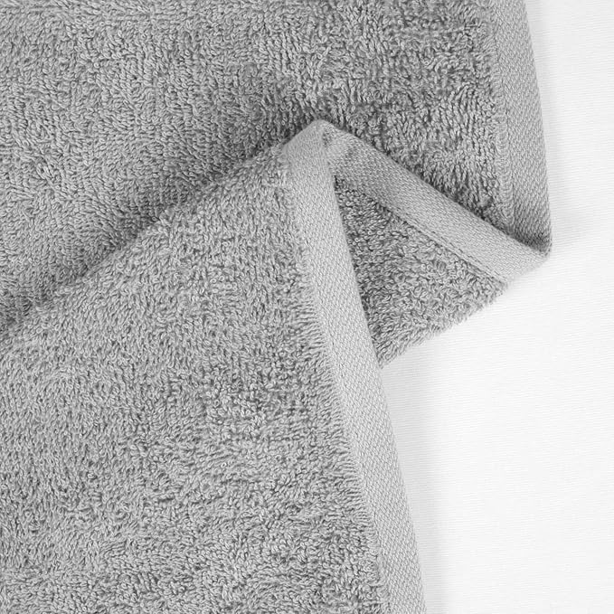 Amazon Basics Soft and Thick Cotton Hand Towels, 16" x 26", Gray, 12-Pack