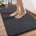 OLANLY Bathroom Rugs 34x21, Extra Soft Absorbent Chenille Bath Rugs, Rubber Backing Quick Dry, Machine Washable Bath Mats for Bathroom Floor, Tub and Shower, Home Decor Accessories, Dark Grey