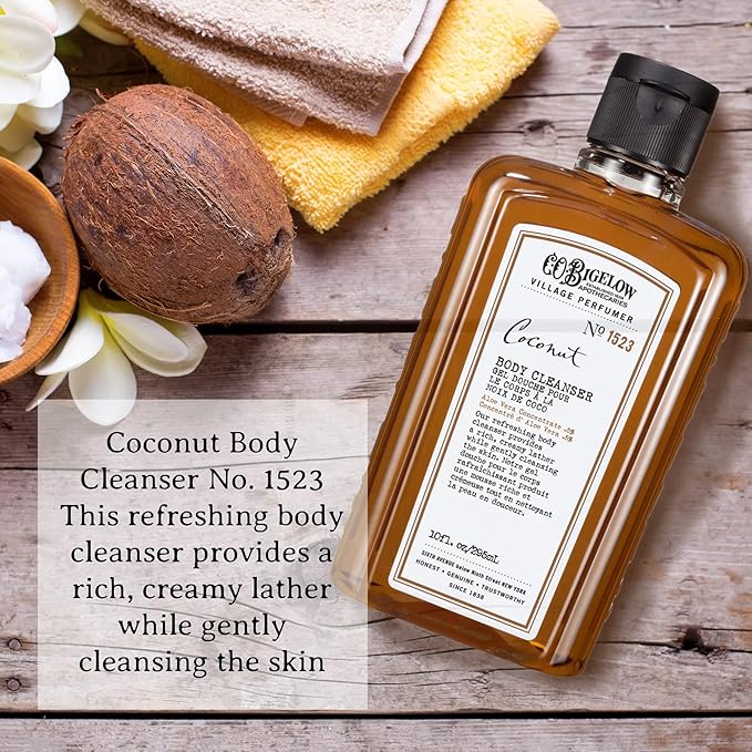 C.O. Bigelow Coconut Body Wash, Village Perfumer Moisturizing Body Wash with Aloe Vera, 10 Fl Oz