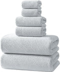 REDKISS 6 Piece Premium Towel Set, 2 Bath, 2 Hand, and 4 Wash Cloths, Ultra-Fiber Coral Fleece, Highly Absorbent Towels for Bathroom, Gym, Hotel, and Spa, Ideal for Everyday use, Light Grey