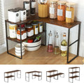 Golener Countertop Organizer Corner Shelf, 2 Tier Adjustable Stackable Corner Shelves for Kitchen, Bathroom, Spice Rack, Coffee Area, Over Sink, Dresser Table, Corner Counter Shelf Stand, Rustic Brown