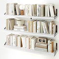 Fun Memories Long Wall Shelves for Bedroom, Set of 3 Large 40-Inch Floating Bookshelves, Rustic Wood Display Shelf for Home and Office (White)