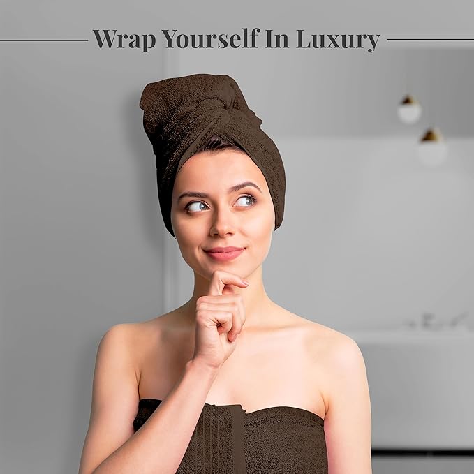 Tens Towels Pack of 4 Extra Large Bath Towels 30 x 60 Inches, 100% Cotton, Larger & Lighter Weight, Quicker to Dry, Super Soft and Absorbent, Perfect for Bathroom, Brown