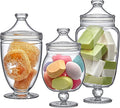 Amazing Abby - Admire - Plastic Apothecary Jars (3-Piece Set, 60/46/40 oz) (NOT Glass), Acrylic Jars with Lids, Bathroom Canisters, Candy Buffet, Wedding Display, BPA-Free and Shatter-Proof